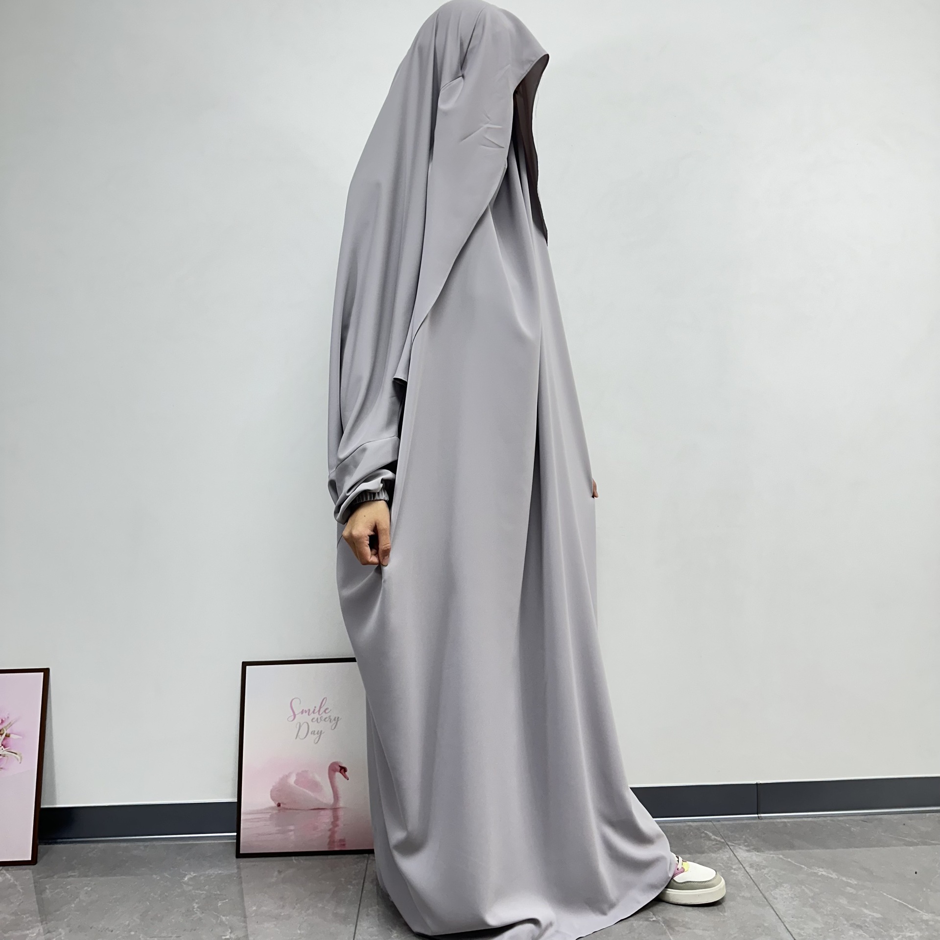 イードジェラバフード付きアバヤ女性イスラム教徒の祈りの衣服マキシドレスイスラム服トルコカフタンアラビアローブブルカジャラビヤラマダン