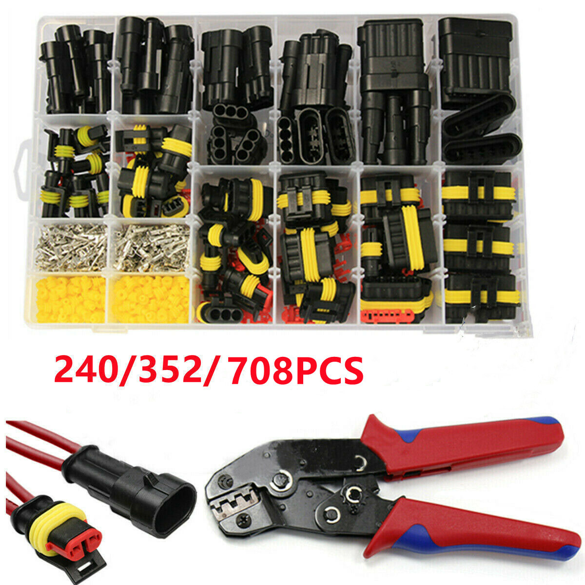 708/408/382/352/240/296/194/15pcs 1-6 Pins HID Waterproof Wire Connectors Marine Electrical Cables Connectors Plug Truck Harness