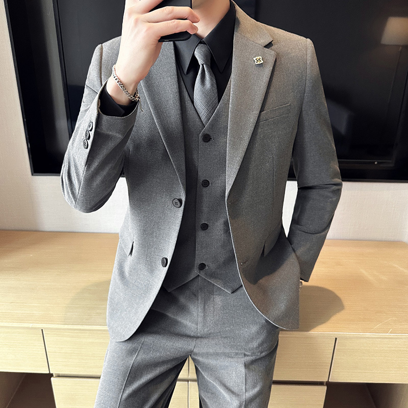 (ジャケット ベスト パンツ) プラスサイズ 7XL-S 男性スーツフォーマルビジネス仕事結婚式ステージタキシードファッション男性スリム社会フォーマルスーツ 3 個