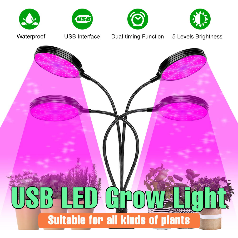 USB LED 植物ランプ水耕栽培ライトフルスペクトル屋内花野菜成長ボックス栽培植物ランプタイミング付き