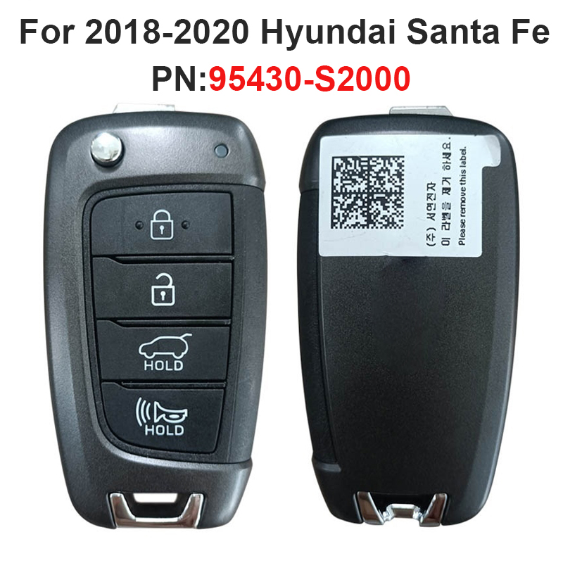 CN020198 4 ボタンオリジナル折りたたみフリップ車のキーフォブヒュンダイサンタフェ 2018-2020 434Mhz FCCID 95430-S2000 TQ8-RKE-4F39 チップなし