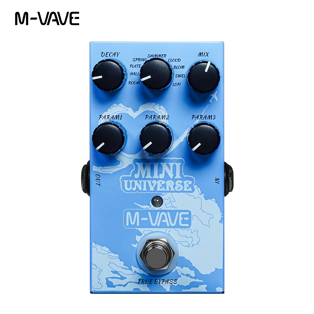 M-VAVE MINI-UNIVERSE エレキギターリバーブエフェクトペダル 9 リバーブエフェクトルーム/シマー/ローフィ/スプリング Reveb ギターペダル