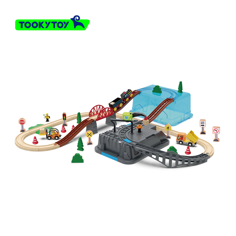 RTS 子供用パズル鉄道車両おもちゃのビルディングブロック早期教育啓蒙玩具列車鉄道都市交通収納セット