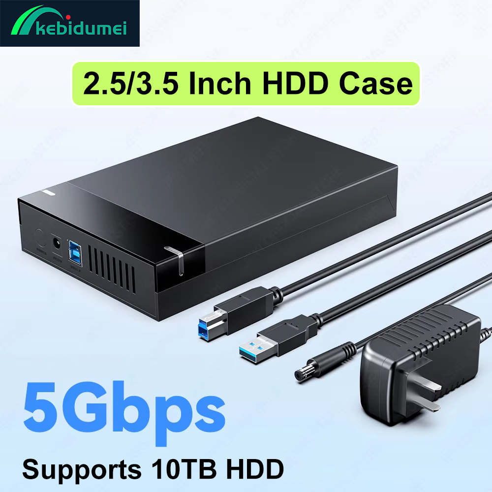 Kebidumei 2.5/3.5 インチ HDD ケース 5Gbps USB3.0 HDD エンクロージャ SATA から USB3.0 外部ハードドライブアダプタ 10TB HDD ボックス PC ラップトップ用