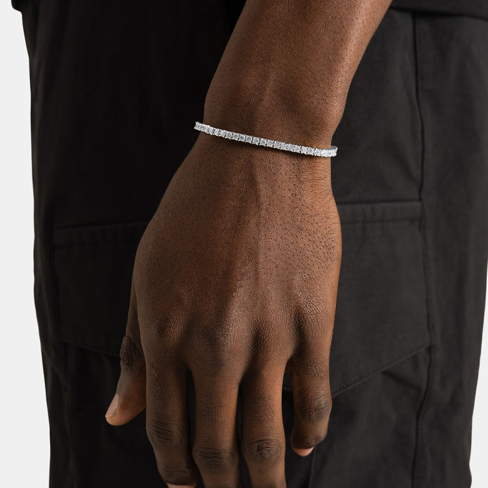 ESKEEM 2/3/4/5mm Moissanite Tennis Bracelet Bling Iced Out Brass Moissanite Bracelet Hip Hop Fine Jewelry with GRA