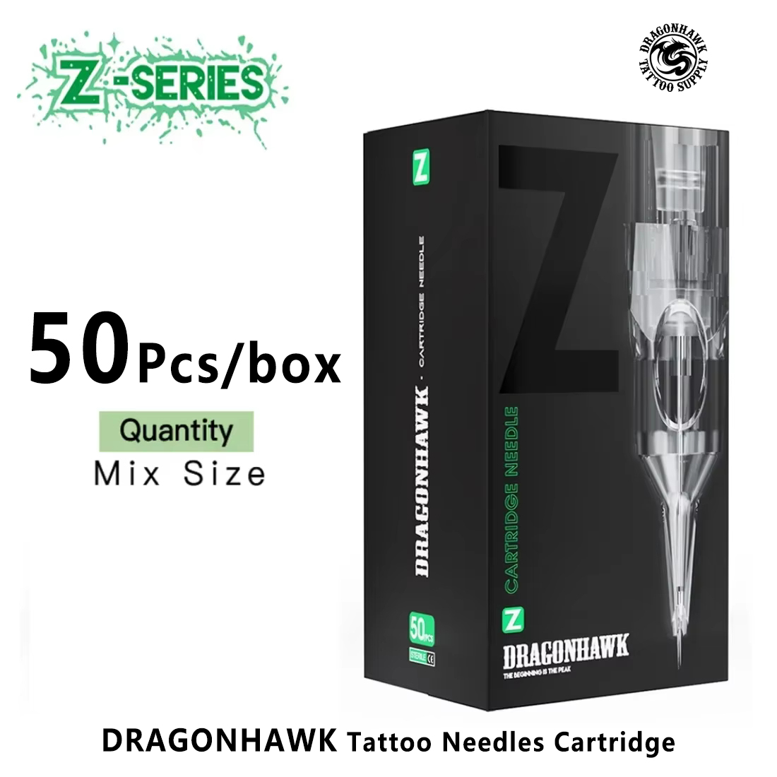Dragonhawk Z シリーズ 50 個混合サイズ RL/RS/RM タトゥーニードルカートリッジユニバーサルロータリータトゥーマシンタトゥーアクセサリー用
