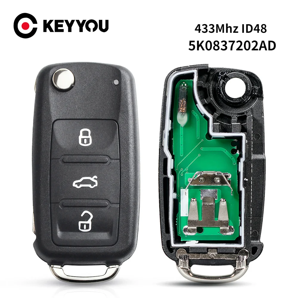 KEYYOU VW 5K0837202AD ビートル/キャディー/イオス/ゴルフ/ジェッタ/ポロ/シロッコ/ティグアン/トゥーラン/アップ 5K0 837 202 AD 202AD リモートキー