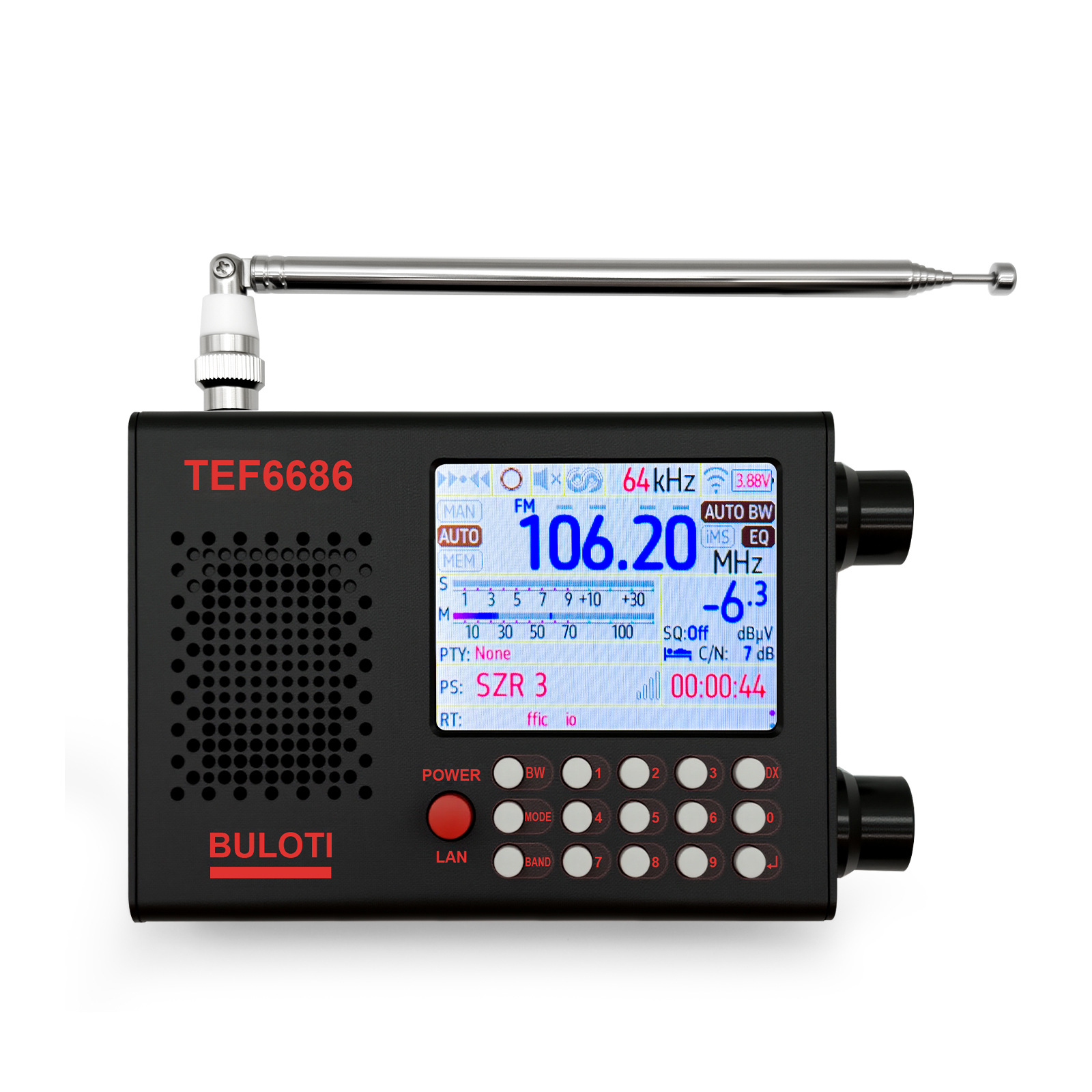 TEF6686 ラジオ、タッチスクリーン、フルバンド FM 高感度 AM FM、短波