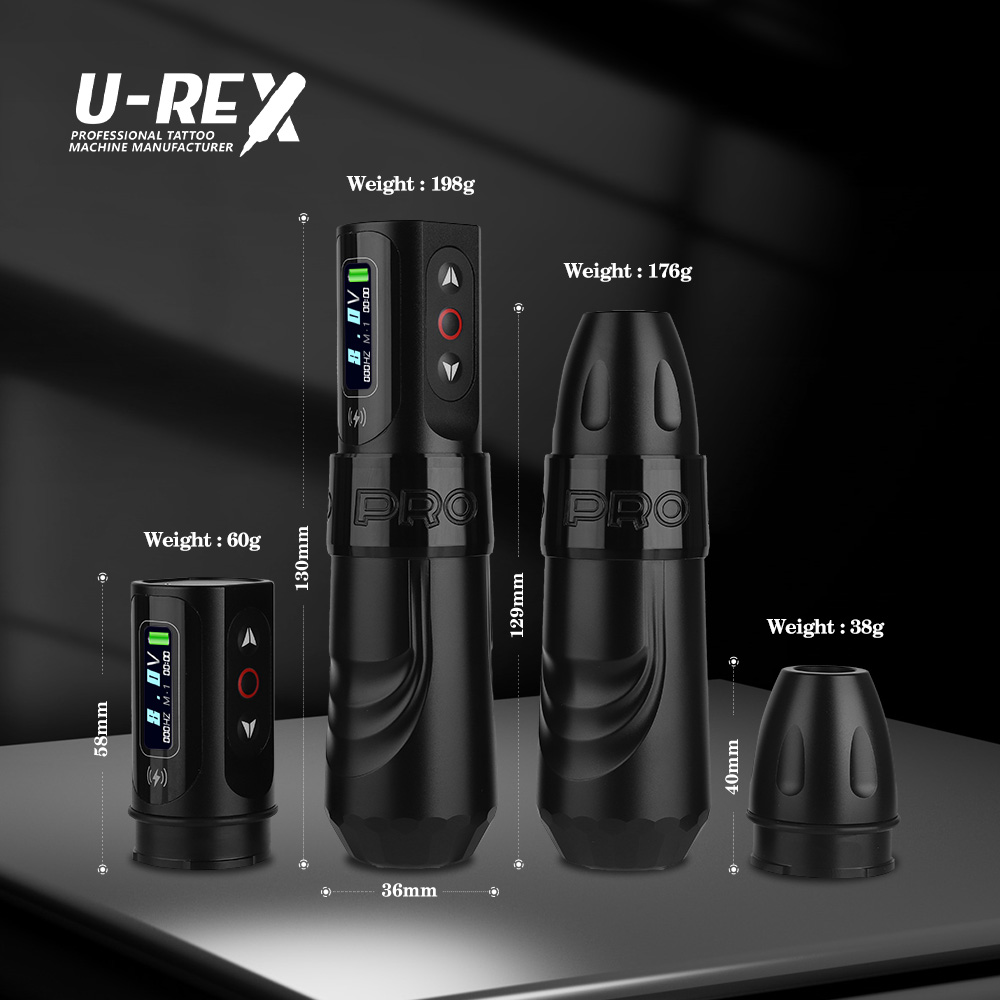 T-Rex ワイヤレスタトゥーマシン ロータリーペン コアレスモーター 4.0mm トラベル 1600mAh バッテリー 2 個付き タトゥーアーティストに最適