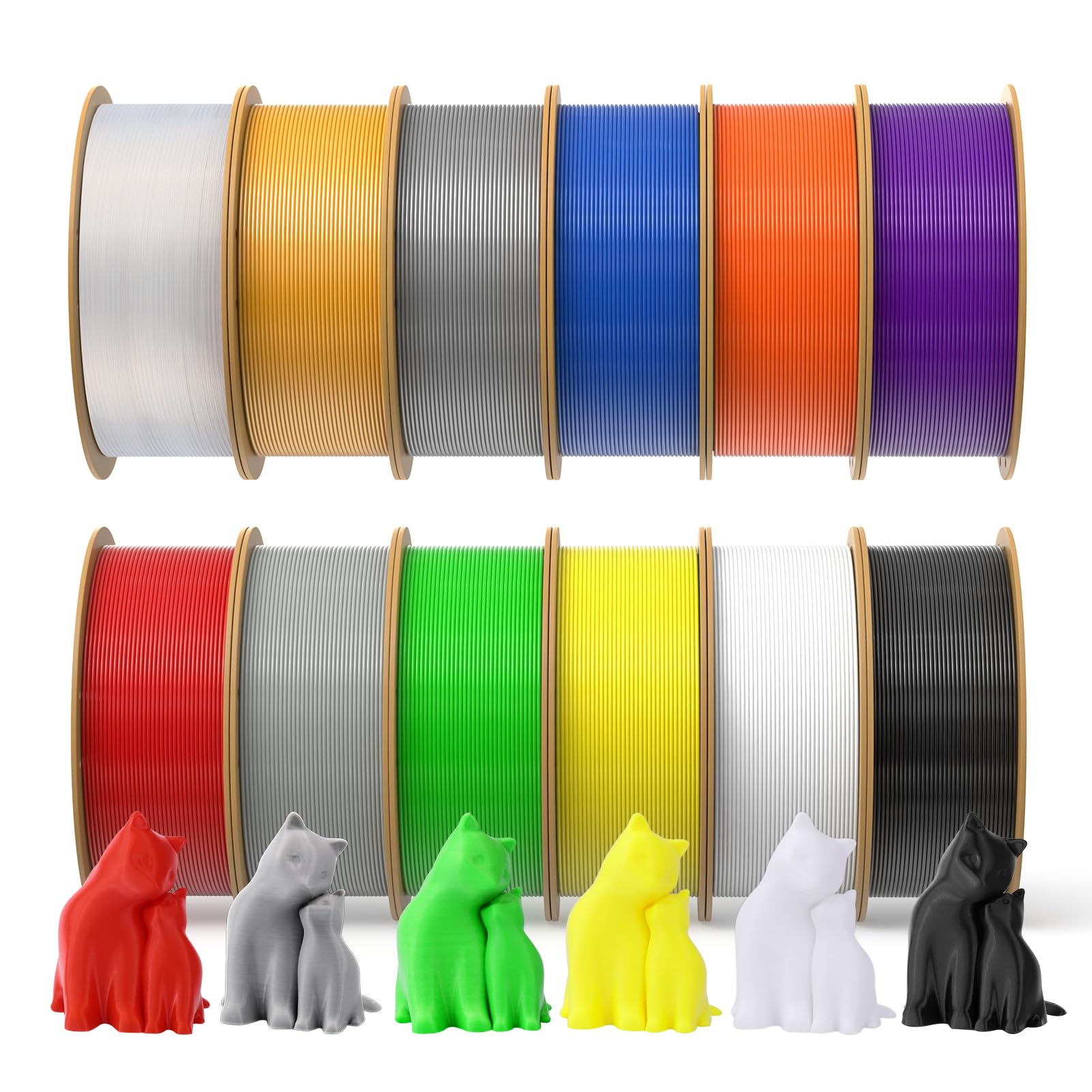 PETG 3D プリンター フィラメント 12 パック バンドル アソートカラー、スプールあたり 0.5kg (1.1ポンド)、寸法 1.75mm もつれなし 各種 3D プリント