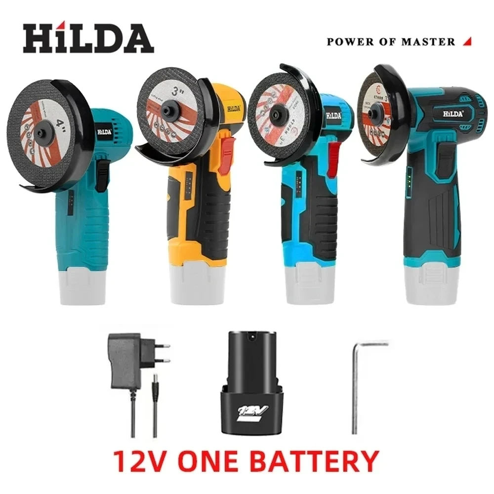 HILDA 12V 電気アングルグラインダー 3/4 インチリチウム研磨機ブラシレス/ブラシ付きミニ切断機充電式バッテリー