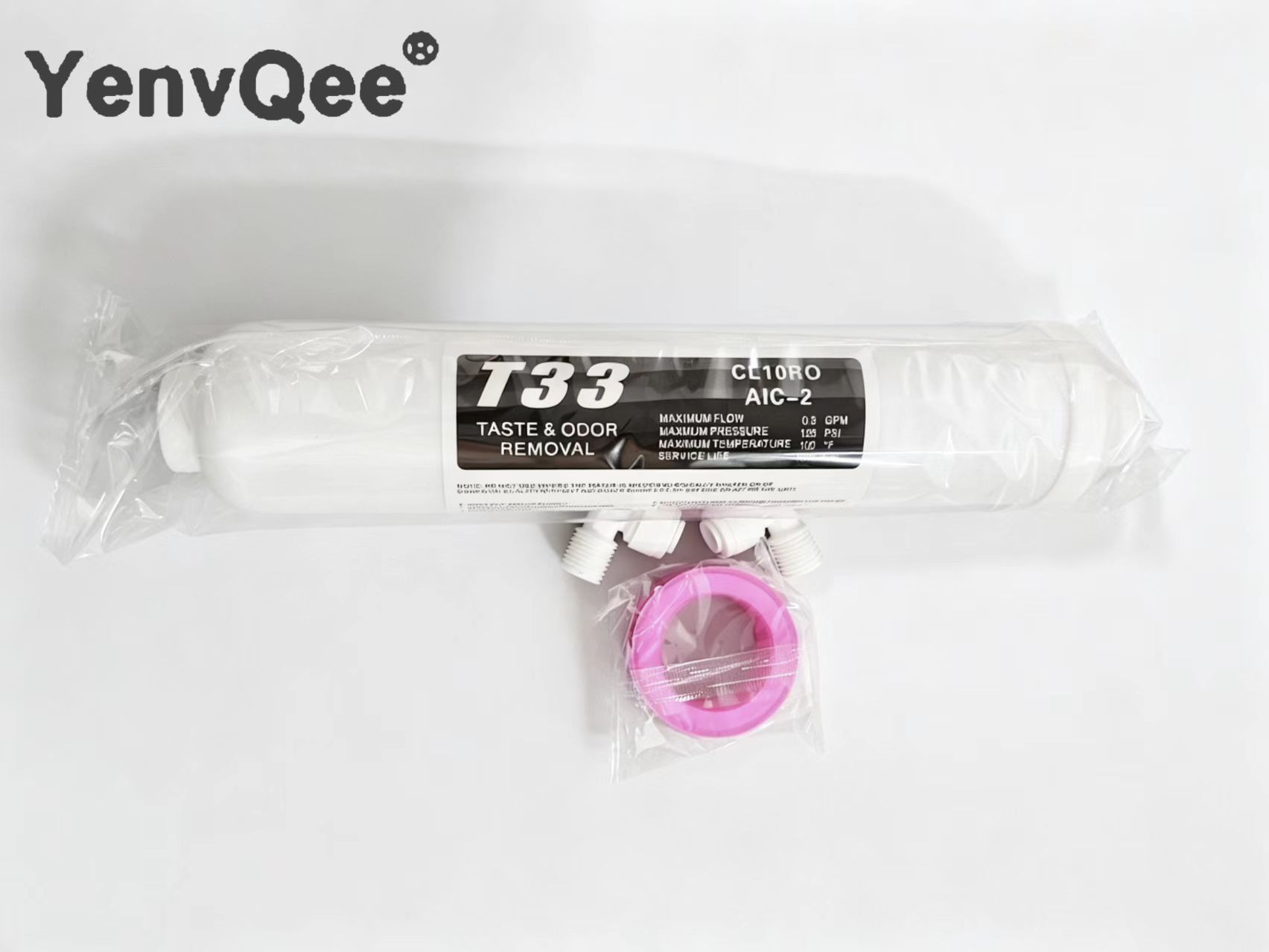 10 インチ T33 2 個のフィッティング浄水器インラインココナッツカーボンポスト水フィルター逆浸透用 5 ミクロンカーボンフィルター