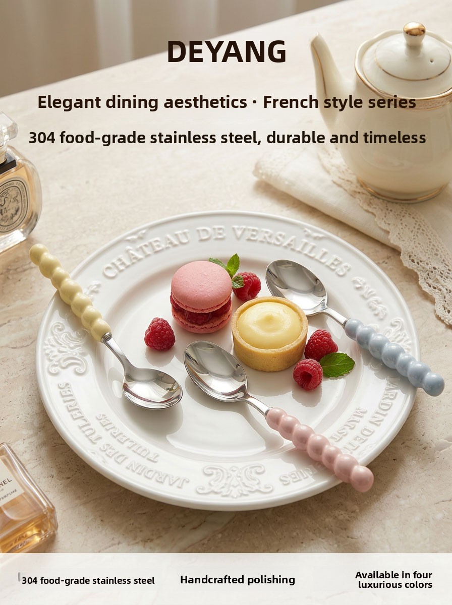 DeYang 特別なセラミックパールハンドルステンレス鋼 304 美しいスプーン女性用メインコーススープサービング非使い捨て