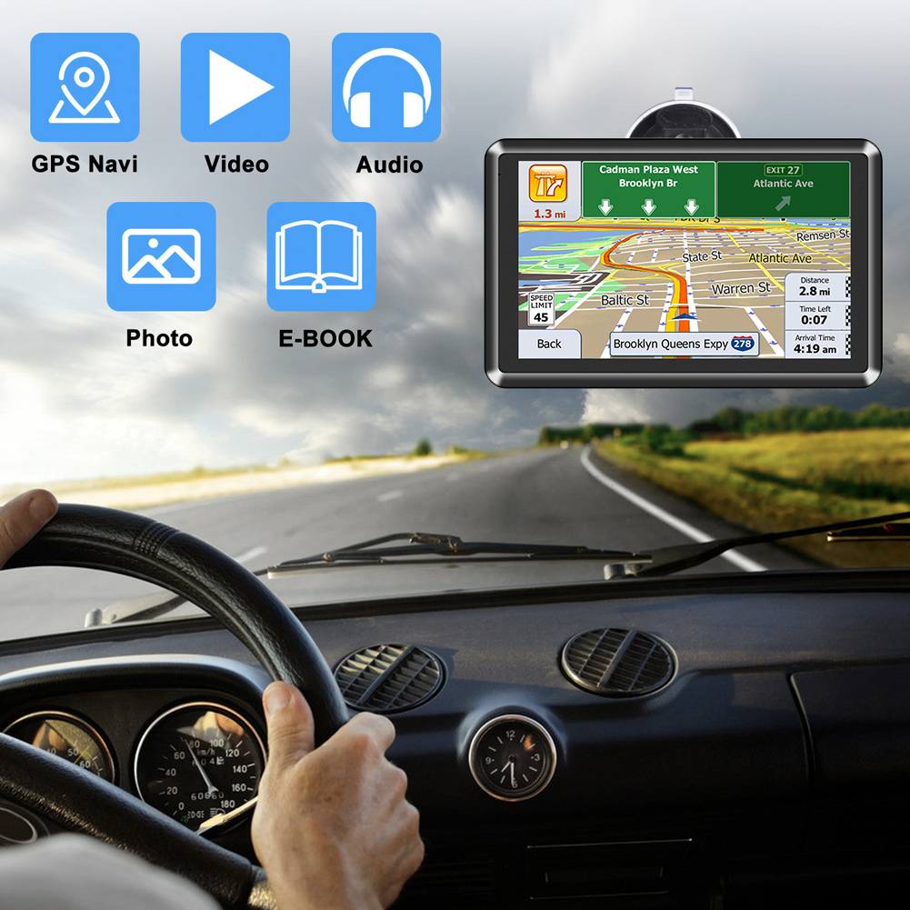 5 インチ車の GPS ナビゲーション 256 メガバイト 8 グラム Sat Nav 音声リマインダーポータブルナビゲーターミニ USB TF EU AU 北アメリカ地図速度違反アラーム