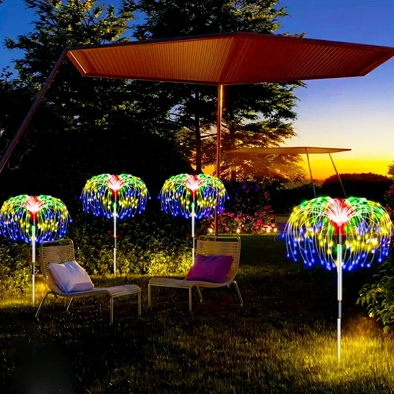 60LEDS ソーラー花火ライト防水ガーデンライト屋外ソーラーライト 8 モード景観照明中庭通路