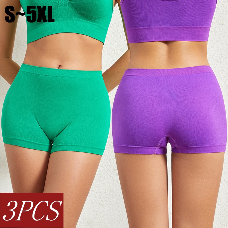 3 ピース/セット Boyshort シームレスパンティー女性ローライズスポーツ下着快適通気性ランジェリー女性親密な S-5XL パンツ