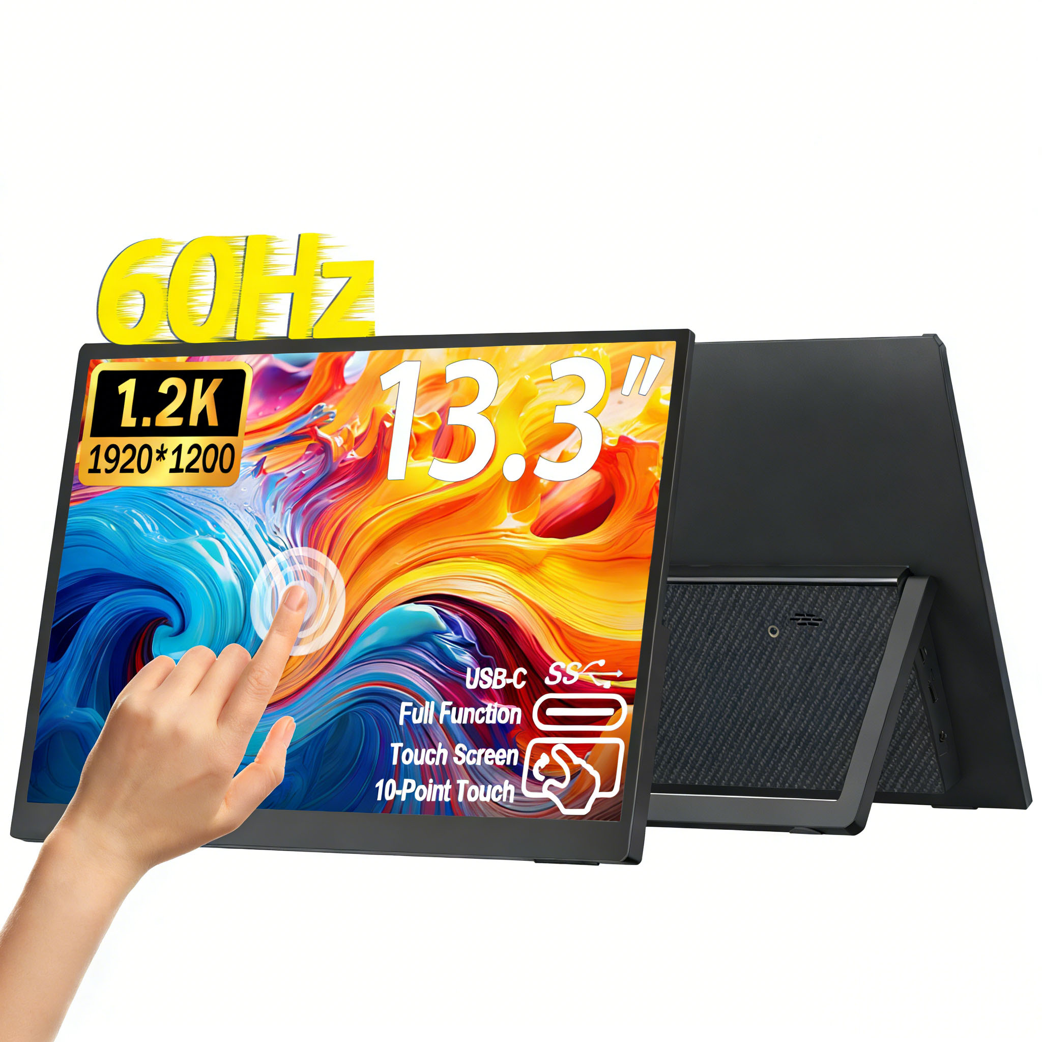 13.3 インチポータブルタッチモニター 1920×1200 IPS 16:10 100% SRGB セカンドモニターラップトップスイッチゲーム TV ボックス拡張ディスプレイ