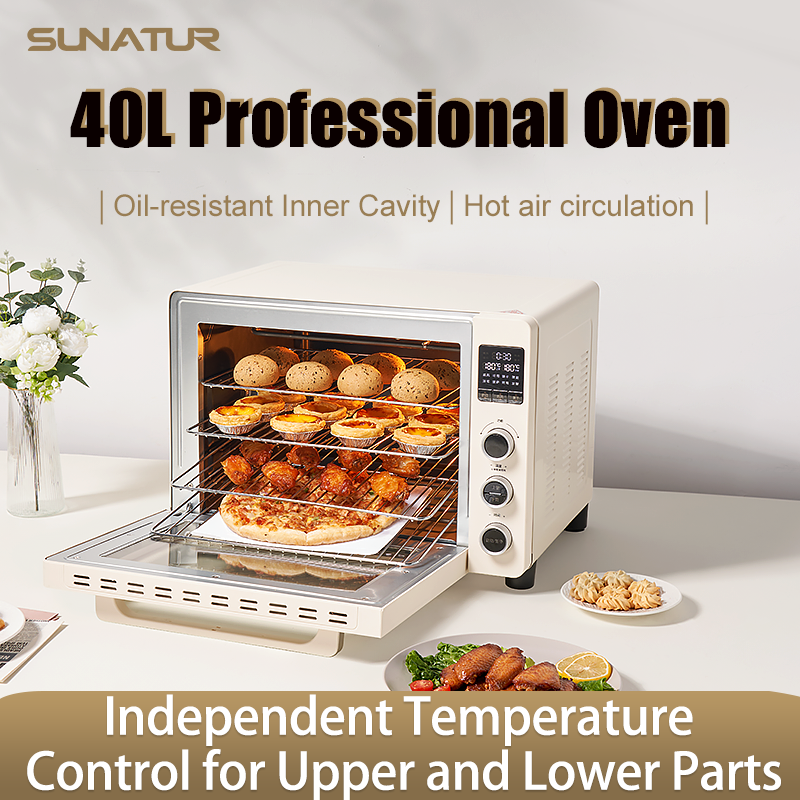 SUNATUR 家庭用電気オーブン 40L 1800 ワット対流熱風循環オーブン多機能ピザケーキパン焼き機