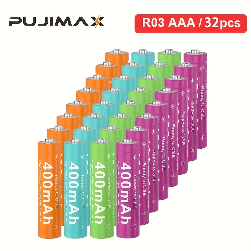 PUJIMAX 1.2V AAA 400mAh ニッケル水素充電式バッテリー。ニッケル水素充電器を使用して充電してください。