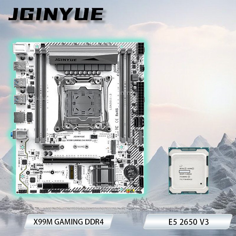 JGINYUE X99M ゲーム D4 C612 マザーボードコンボ M-ATX Xeon E5 2650 V4 CPU DDR4 RAM 最大 128 ギガバイトオフィスホーム ARGB