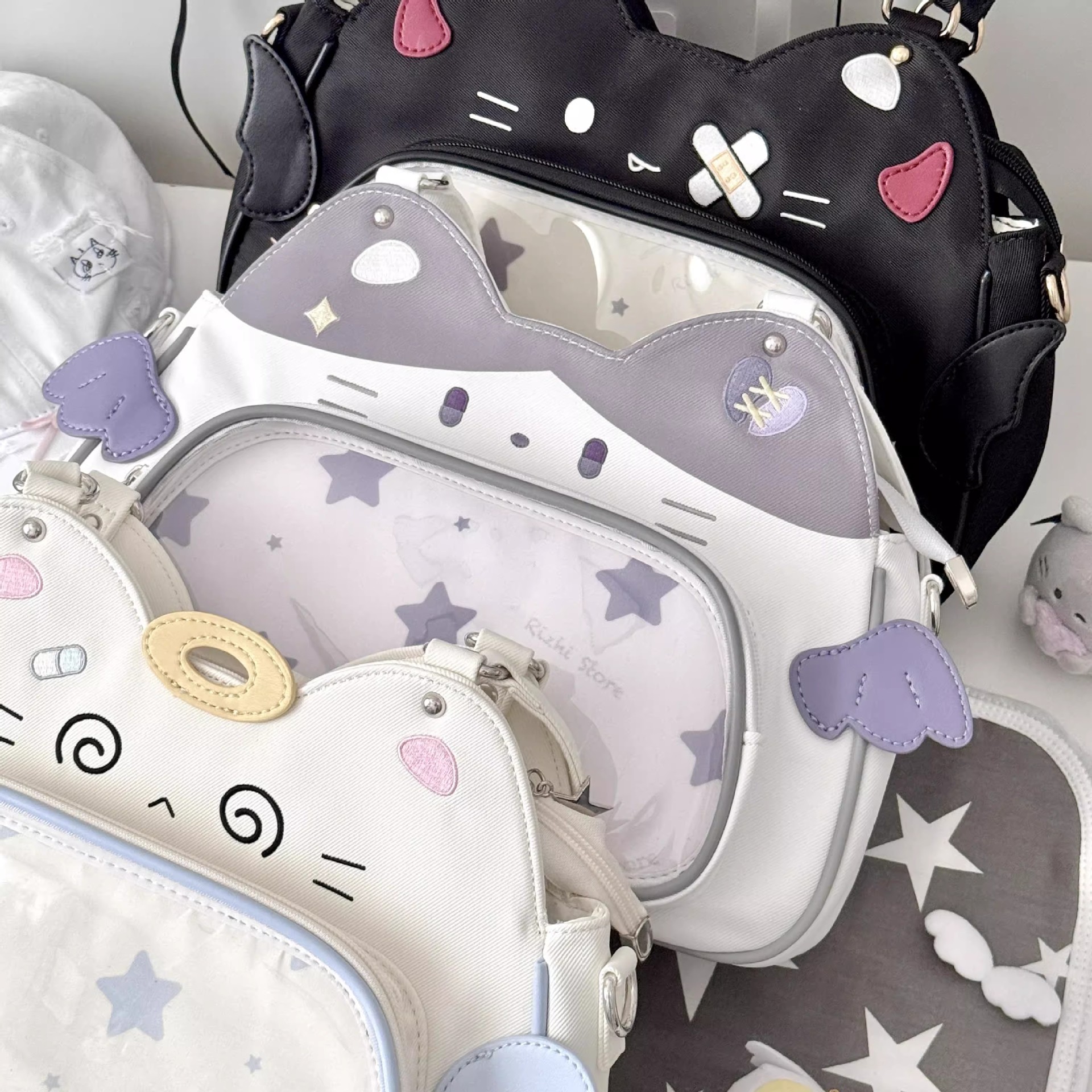 かわいい猫翼耳かばんショルダーバッグハンドバッグ Ita PVC クロスボディバッグ女性女の子のための