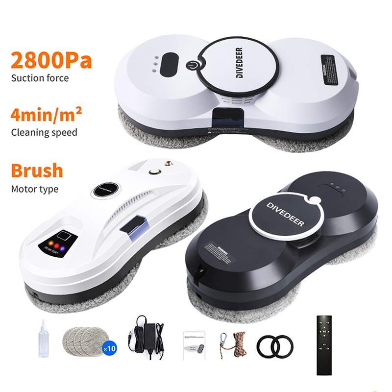 DIVEDEER 窓掃除ロボット 5600PA 大吸引電動スプレー窓掃除ロボット落下防止リモートクリーナー
