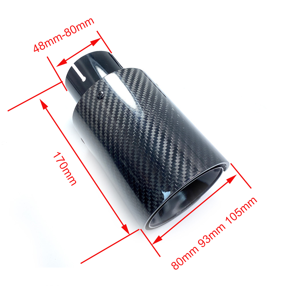 1 個光沢のある黒 170 ミリメートル長さ M LG カーボンファイバーリアテール排気管マフラー先端 BMW M シリーズユニバーサルマフラー
