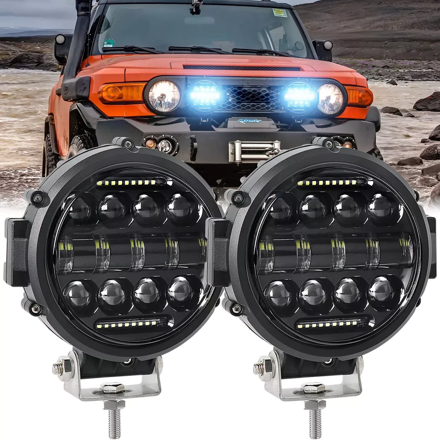 7 インチ車 LED ワークライトバードライビングランプジープオフロードボートトラクタートラック 4X4 SUV UTV ATV スポットライト LED フォグライトヘッドライト