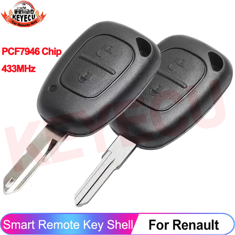 KEYECU 2 Buttons 433MHz PCF7946 Chip For Renault Kangoo Master Trafic Movano Vivaro Primastar Interstar 2002- 2010 Remote Key