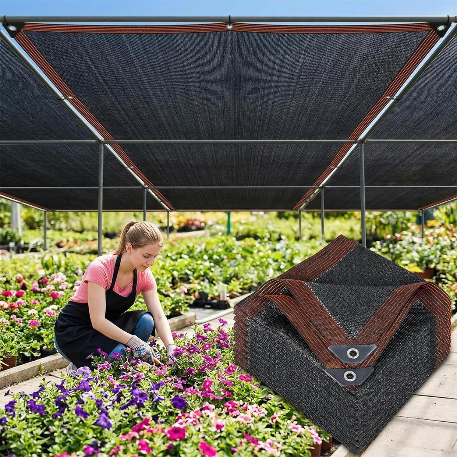 庭用シェードクロス - 70%日焼け止めシェードクロス ガーデン用 ブラックメッシュタープ 6.5 x 10フィート サンシェードクロス サンカバー サンシェードネット