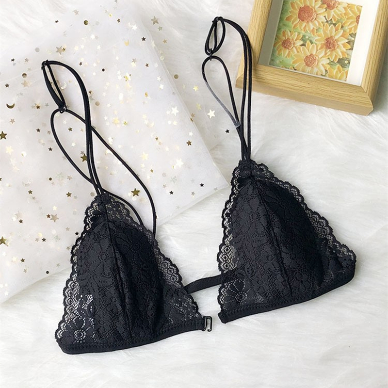 フランスの下着女性のフロントバックル三角カップ薄いストラップ美しいバック薄いスタイルレース夏セクシーな純粋なブラジャー女性のための