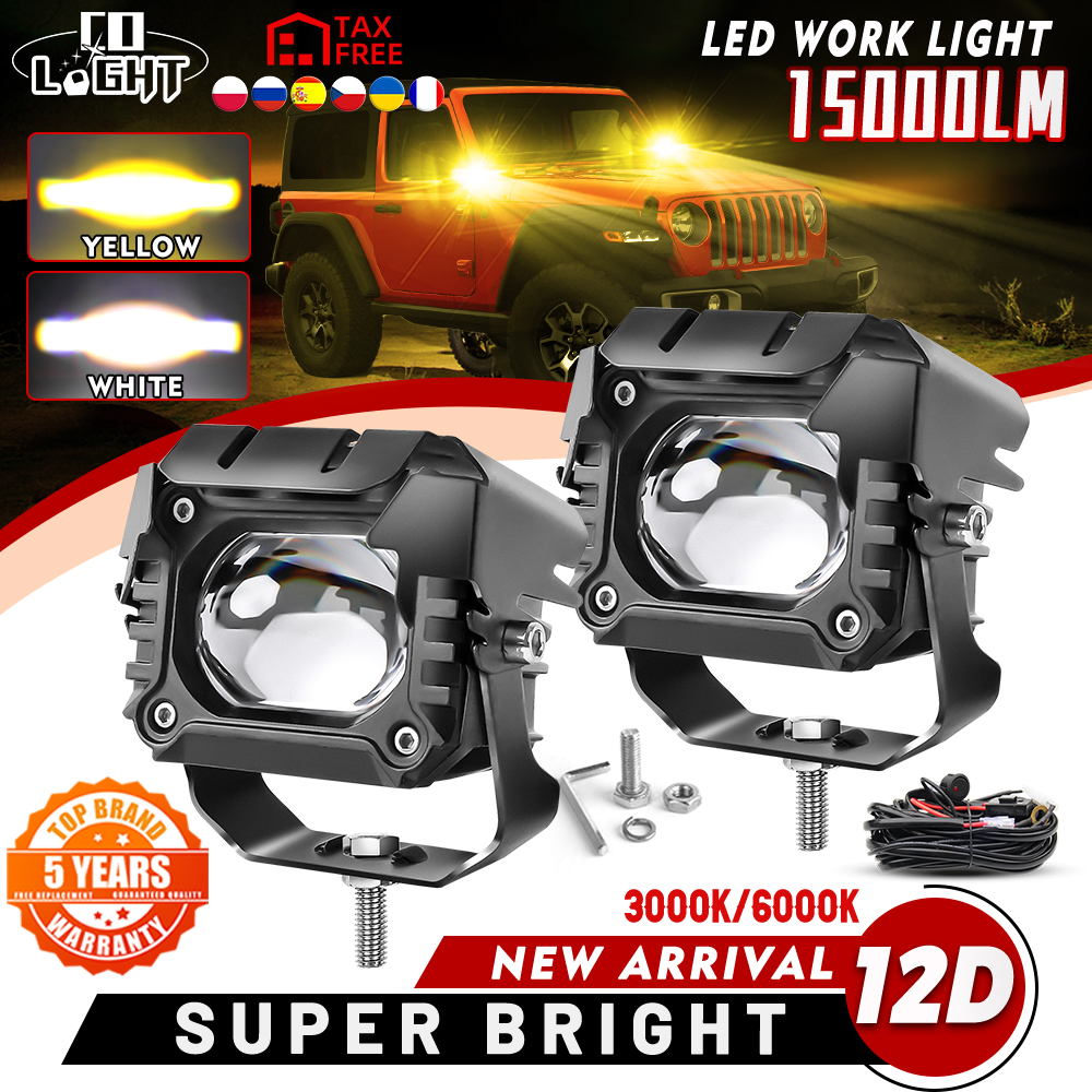 CO LIGHT 3 インチ LED ワークライト 16000LM スポットフォグドライビングランプ 3500K 6500K IP68 防水オフロード LED トラック SUV 4WD ATV ボート用
