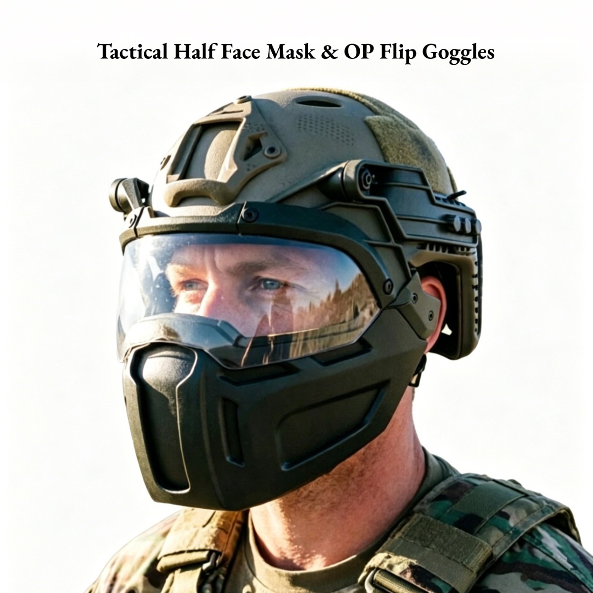 新しい戦術的な高速ヘルメットハーフフェイスマスクフリップゴーグル狩猟 CS ゲームペイントボールマスクヘルメットアクセサリー保護ギア