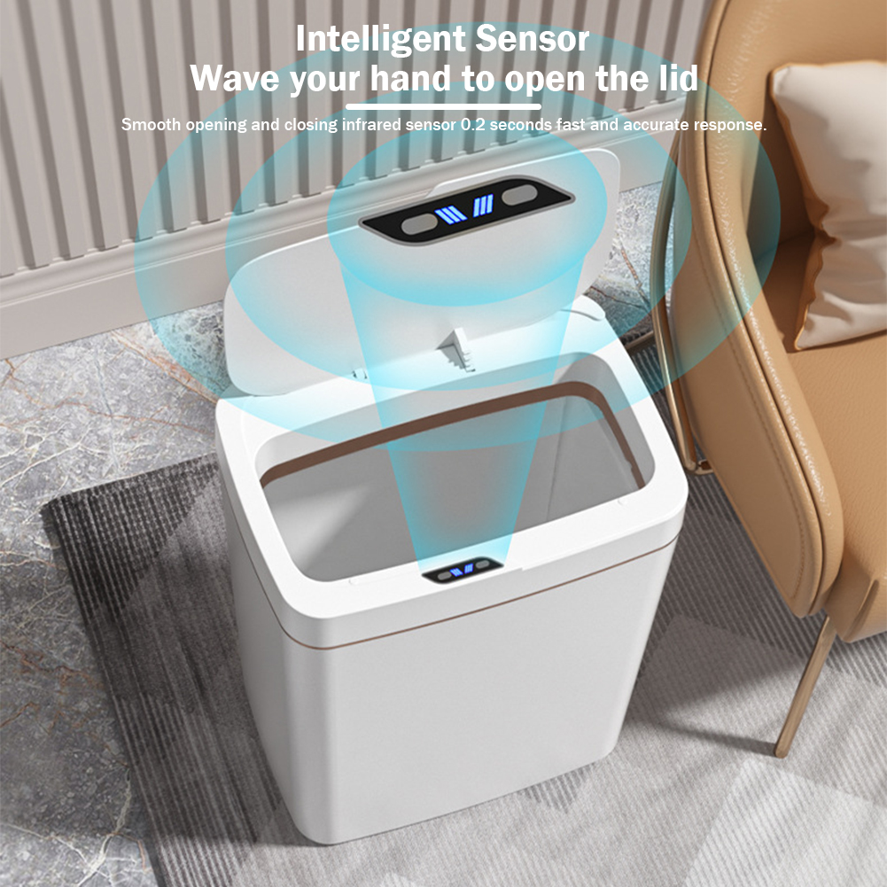 15/18L インテリジェントタッチレスゴミ箱防水電気ゴミ箱充電式ゴミバケツキッチンバスルーム寝室用