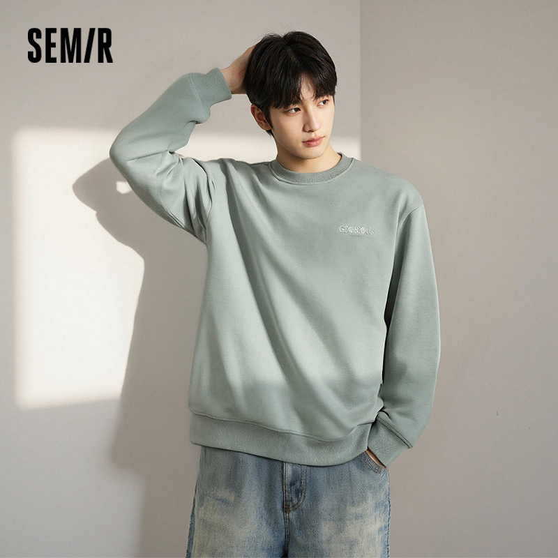 Semir ユニセックストレーナーレギュラーショルダークルーネックソフトコットン感触プルオーバー日常カジュアルスタイル秋トップ 2026