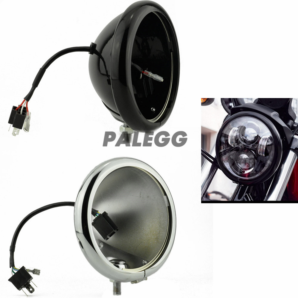 5.75 "5 3/4 インチ外側シェル LED ヘッドライトハウジングリングホルダーライトバケットブラックオートバイスポーツスターアイアン XL 883 XL 1200