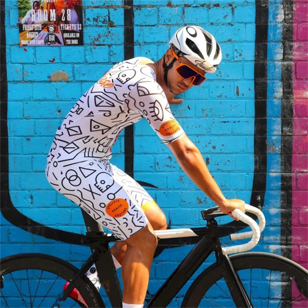 長椅子 Cycliste 男性トライアスロンスキンスーツサイクリングセット半袖 MTB バイク服トライスーツ Ropa Ciclismo スイムランレーシングジャンプスーツ