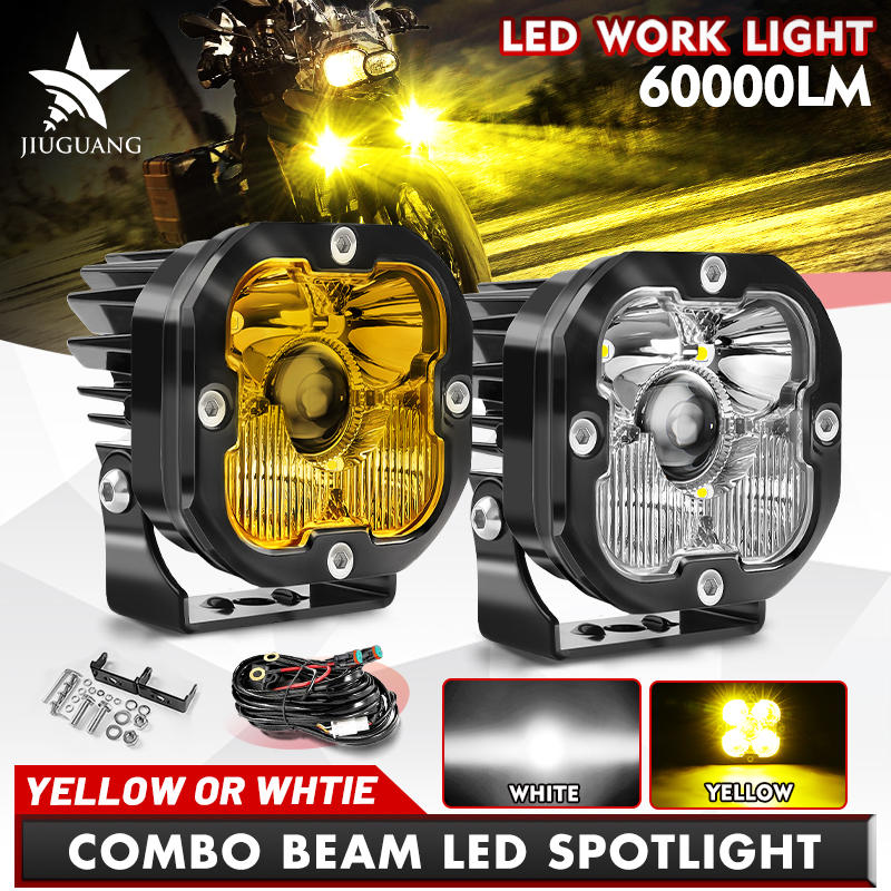 HAOLIDE 3 インチオートバイ LED ドライビングライトスポットフラッドビーム 6500K ワークライト 3000K フォグランプオフロード用車 ATV 12V 24V