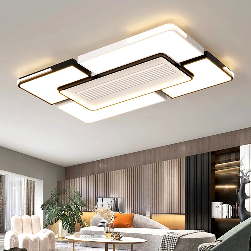 現代の新しい LED ブレードレスシーリングファンシーリングライト寝室リビングルームダイニングルーム正方形ラウンドシンプルな家の装飾ランプ