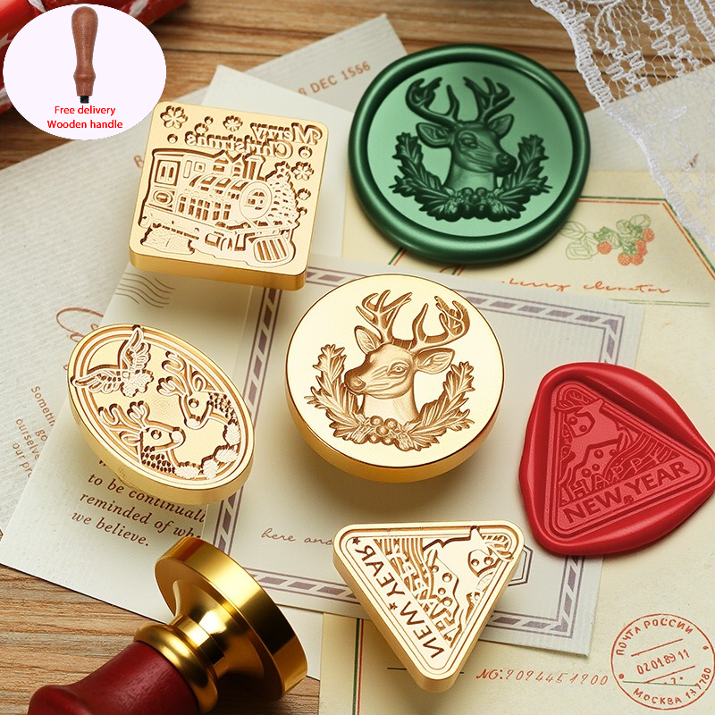 クリスマスシリーズ真鍮ワックスシールスタンプエンボスクリスマスツリー彫刻シールヘッド DIY ホリデー封筒シーリング装飾クラフトスタンプ