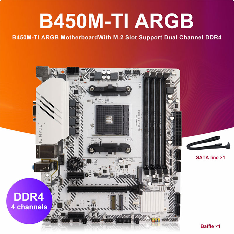 ARGB M-ATX マザーボード クラシック AMD B450 4 DDR4 メモリ AM4 メインボード M.2 NVME (Ryzen 5500 5600 5600G CPU をサポート) 完全新品