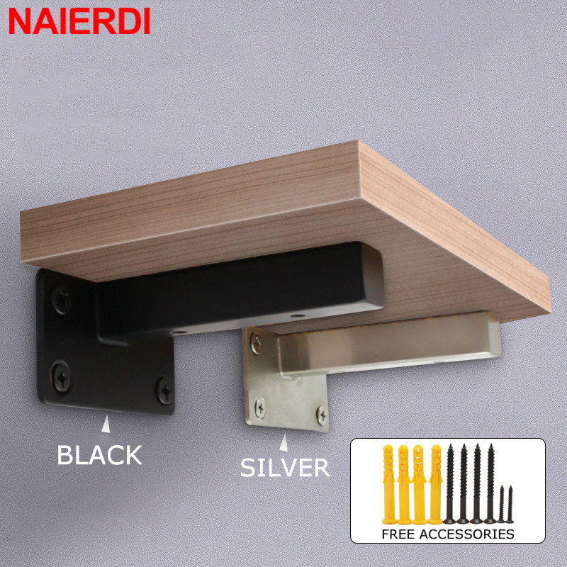 NAIERDI 4-20 インチブラックメタル棚ブラケット壁掛けヘビーデューティ棚ブラケット装飾棚家具棚サポート