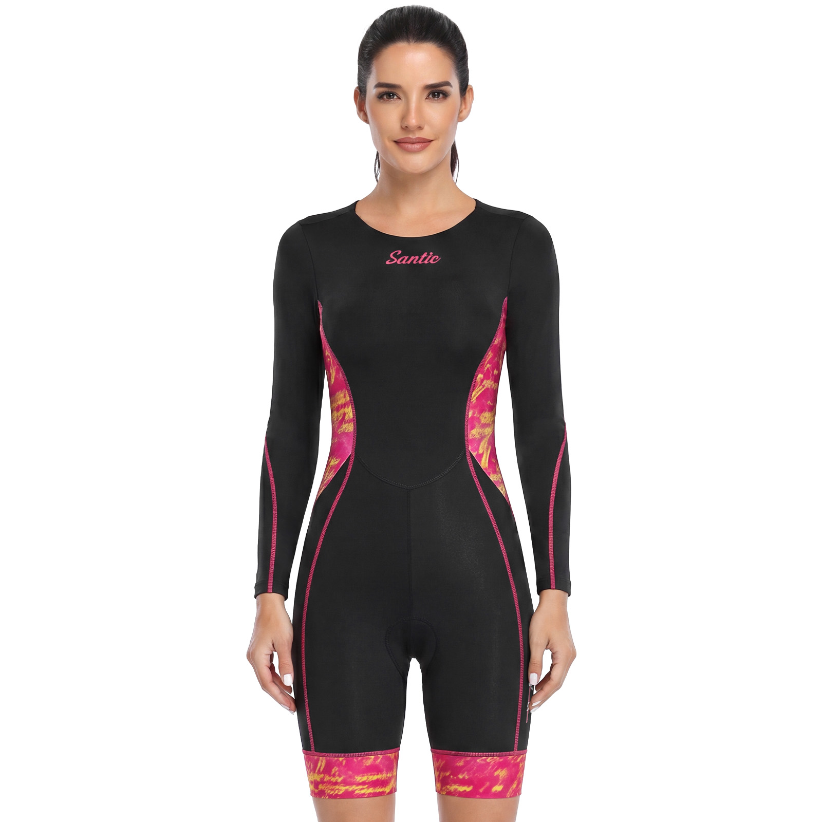 Santic 女性長袖トライアスロンスーツプロフェッショナルトライアスロンレースパッド付き水泳サイクリングランニング 20-28℃ KL26C03035