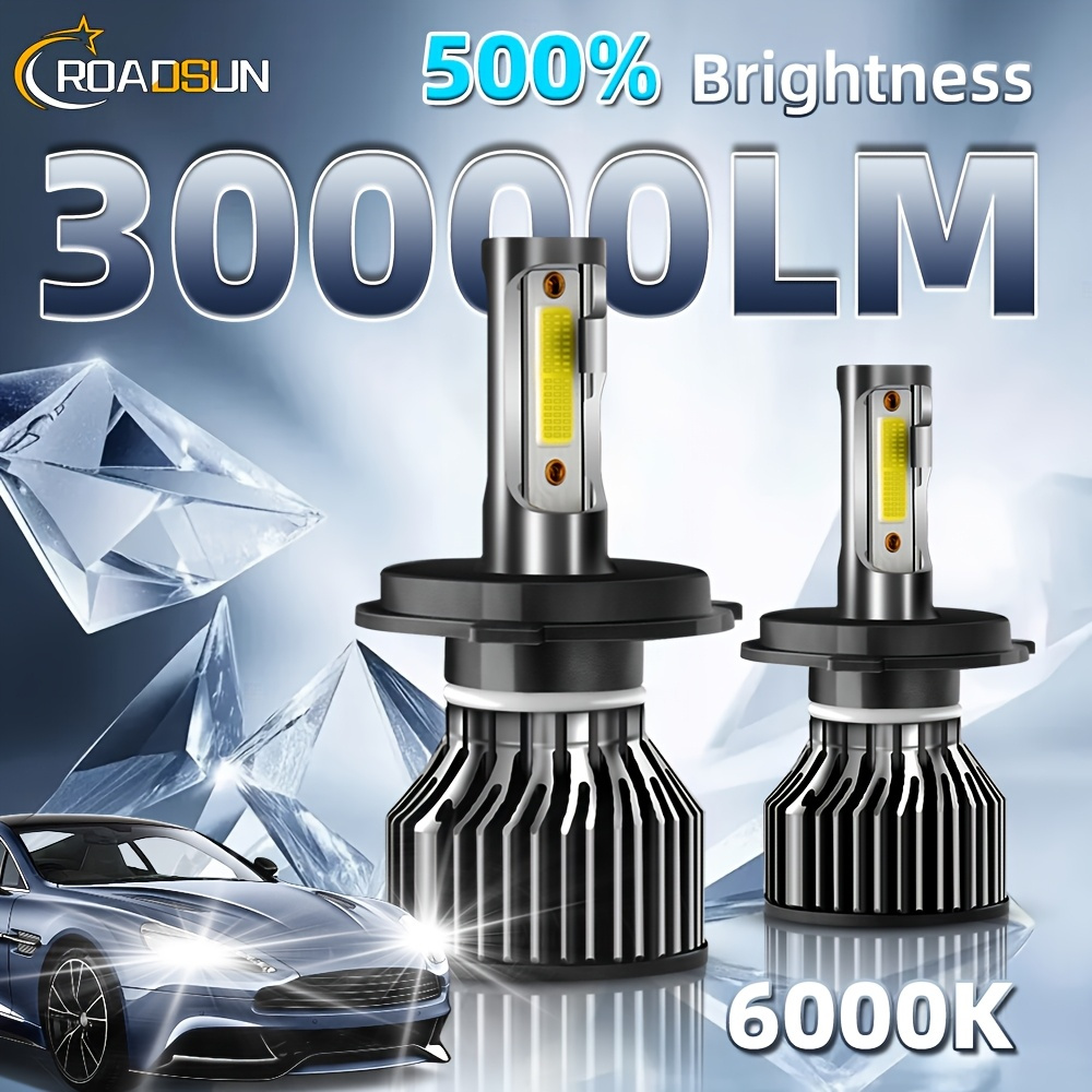 30000LM H1 H7 H11 9005 9006 H4 9004 9007 H13 LED ヘッドライト高輝度 6500 K ホワイト車用プラグ