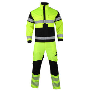 サプライヤー製の高視認性黄色防風作業服（反射ストライプ付き）