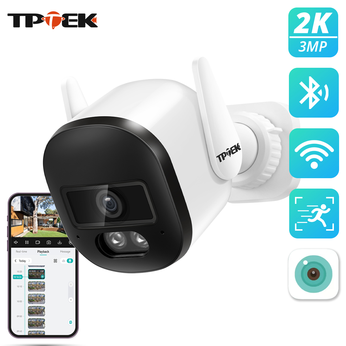 2k 3MP WIFI カメラ屋外 IP66 監視セキュリティ保護ビデオ IP カメラワイヤレス AI 人間検出 iCSee CCTV 弾丸カム
