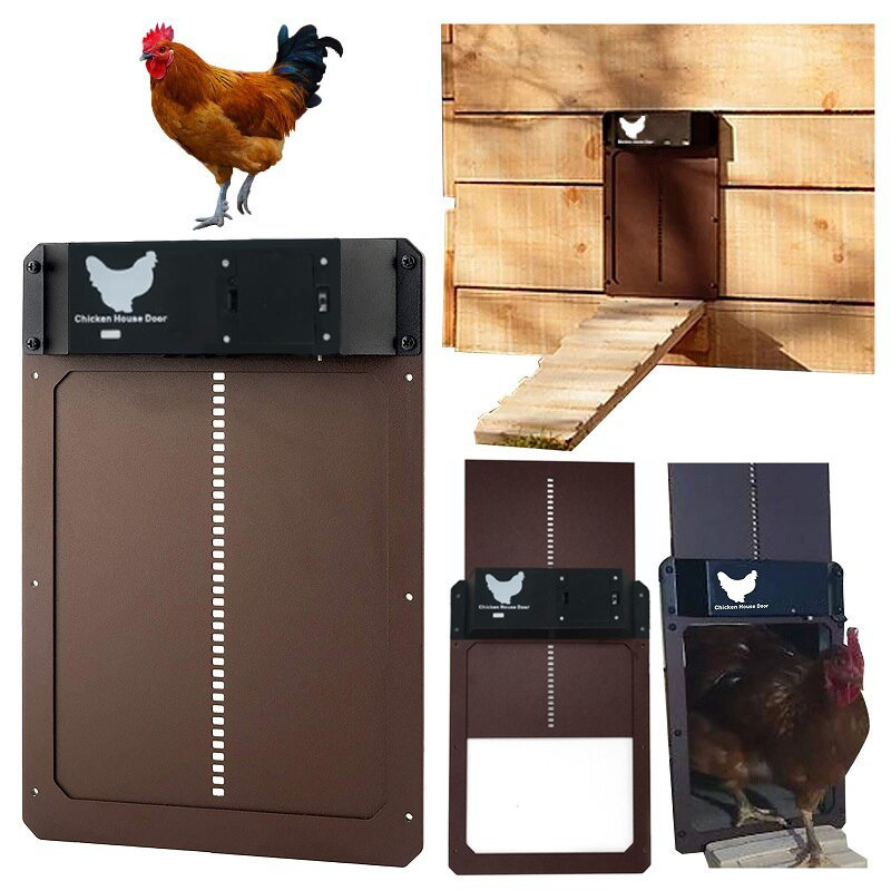 自動鶏小屋ドア鶏小屋ドアライトセンサー農場鶏オープナーペットアヒルケージドア用品バッテリー駆動
