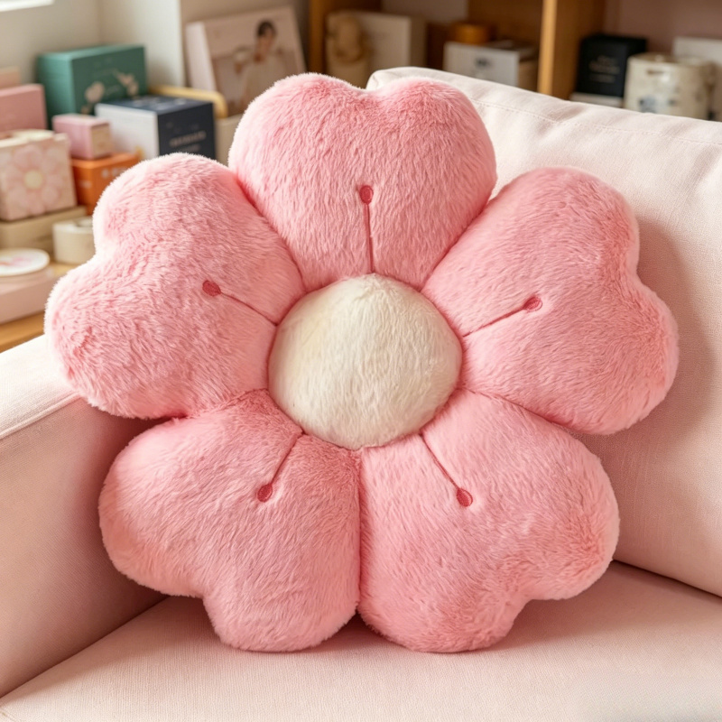 柔らかいぬいぐるみデイジーフラワースローピロー、ベッド用の居心地の良い装飾クッション