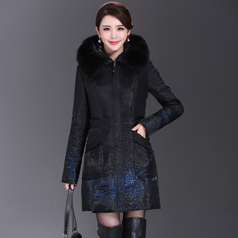 Shengyu Boya 中高年女性向けの新しいスタイルの母親の服、ミドル丈のダウンジャケット、厚いおばあちゃんのコート