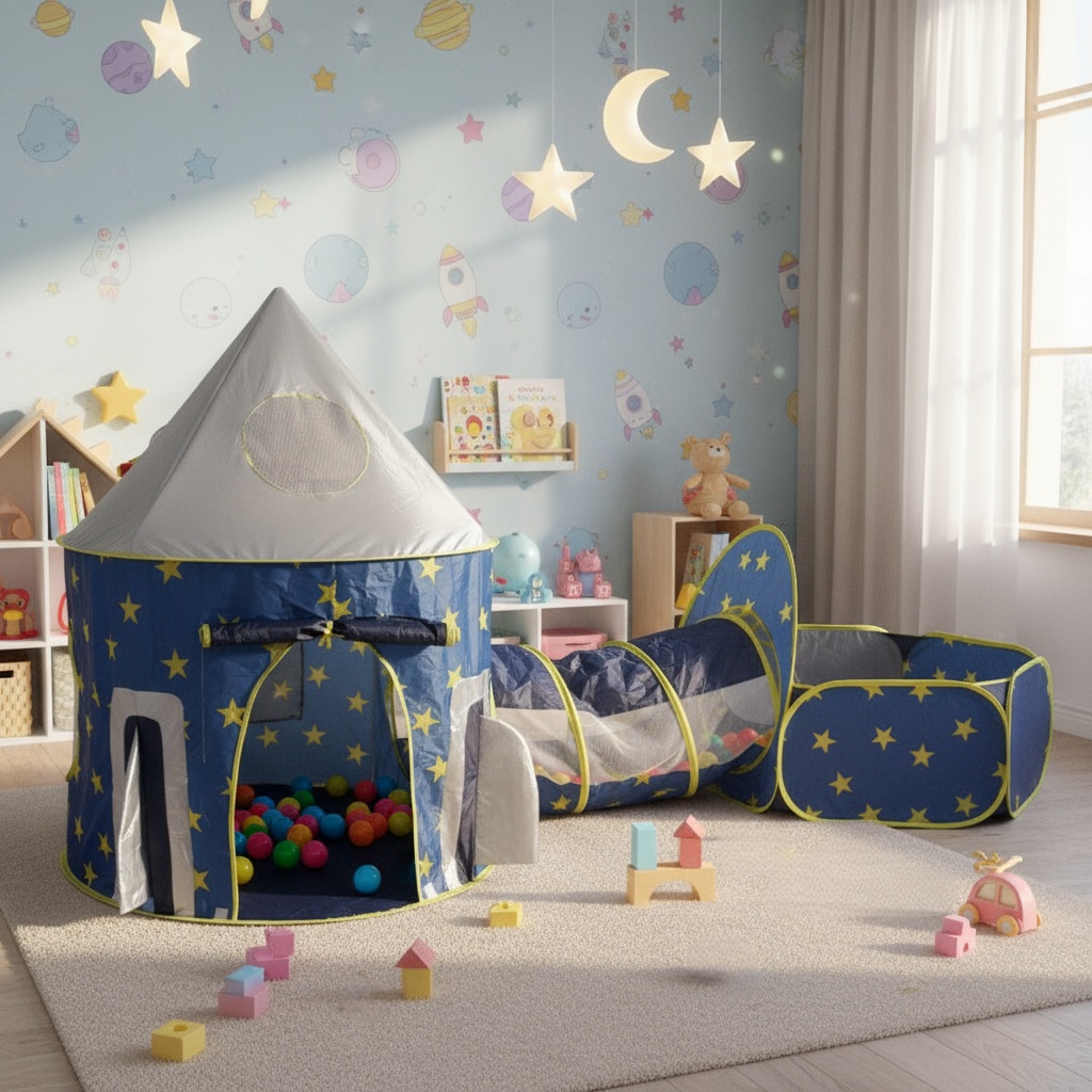 子供用屋外エンターテイメントプレイテント、プレイトンネル - 子供用ボールプール - パオ、宇宙ロケットおもちゃプレイハウス、プリンセスおとぎ話プレイハウス、子供用レジャーおもちゃ、子供用秘密スペース、ビーチ、芝生